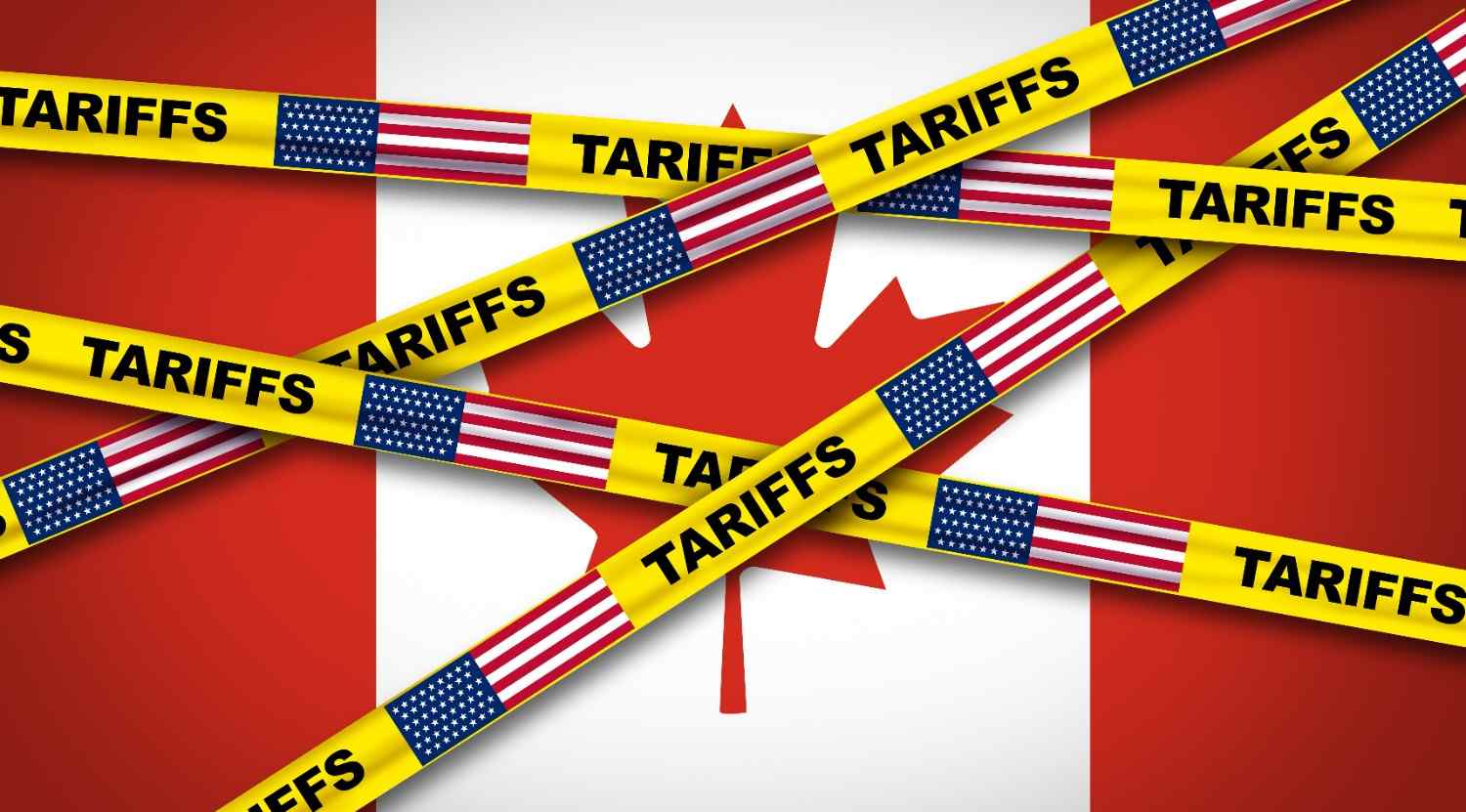 Canadian and American officials at a negotiating table with documents on canada tariffs and trump trade policy discussions