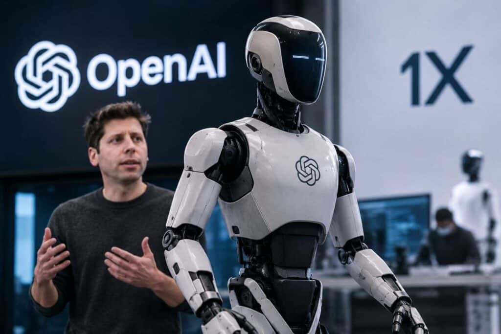OpenAI's humanoid robot prototype displayed during a technology demonstration or product showcase event