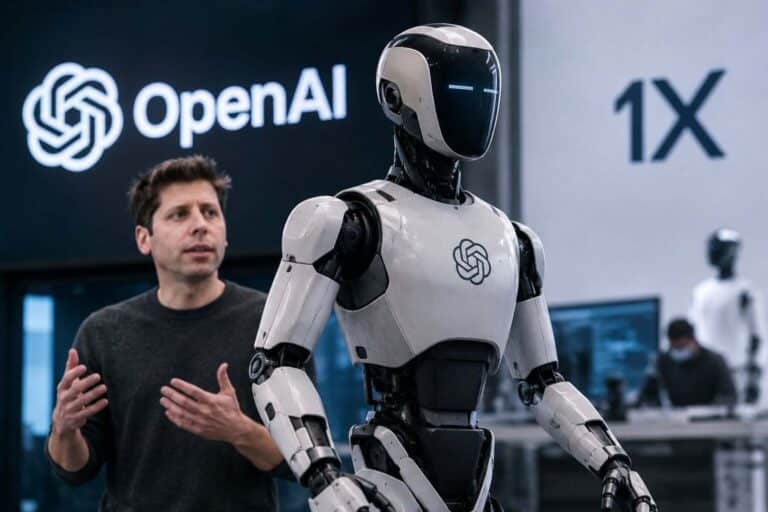 OpenAI's humanoid robot prototype displayed during a technology demonstration or product showcase event