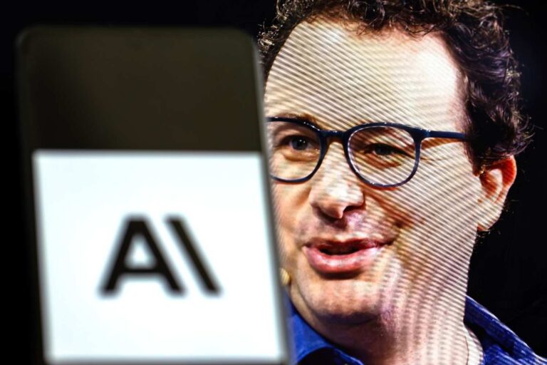 Dario Amodei, Anthropic CEO, speaking at a technology conference about AI safety risks and the need for industry oversight