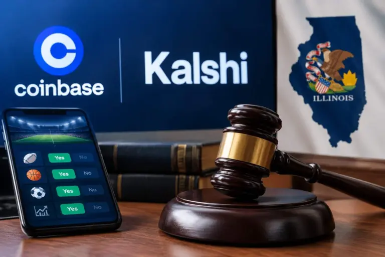 Federal courthouse in Illinois where Coinbase and Kalshi won partial enforcement relief in a prediction market case
