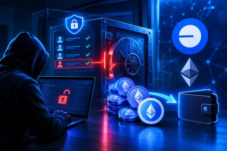 A blockchain security analyst reviews Base Vault transaction records on a monitor after the wstETH theft