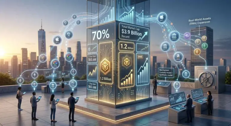 Illustration for Tokenized Stocks Hit $3.9B Market Cap As BNB Chain Grabs A Massive $1.2B Share