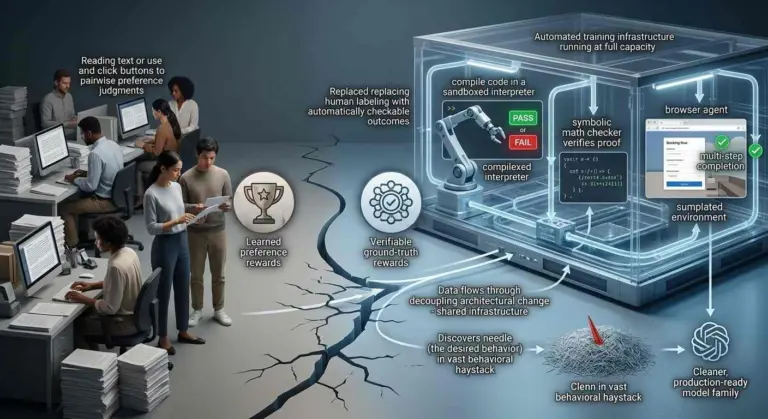Illustration for Verifiable Rewards Drive Critical Move Beyond RLHF At Frontier Labs