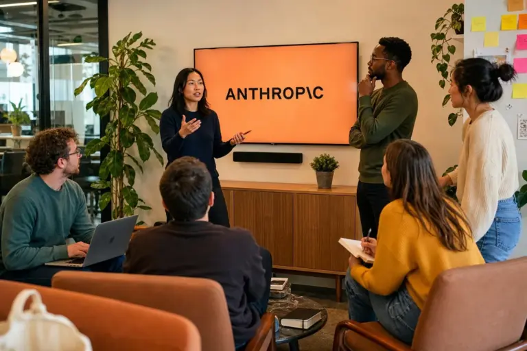 Two professionals reviewing a laptop screen displaying an AI assistant interface, illustrating Experts Follow results 86% of the time
