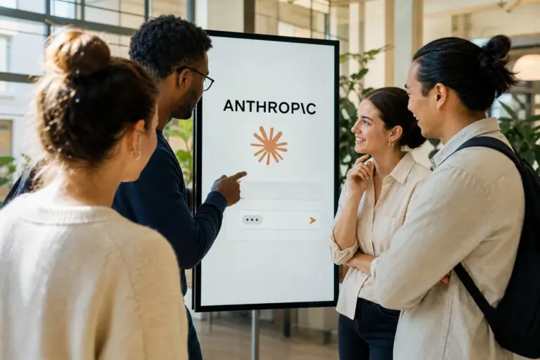 Anthropic executives and lawyers seated around a conference table reviewing printed S-1 filing pages for Nasdaq listing and Claude revenue disclosure