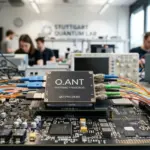 Photonic computing chip on a lab bench
