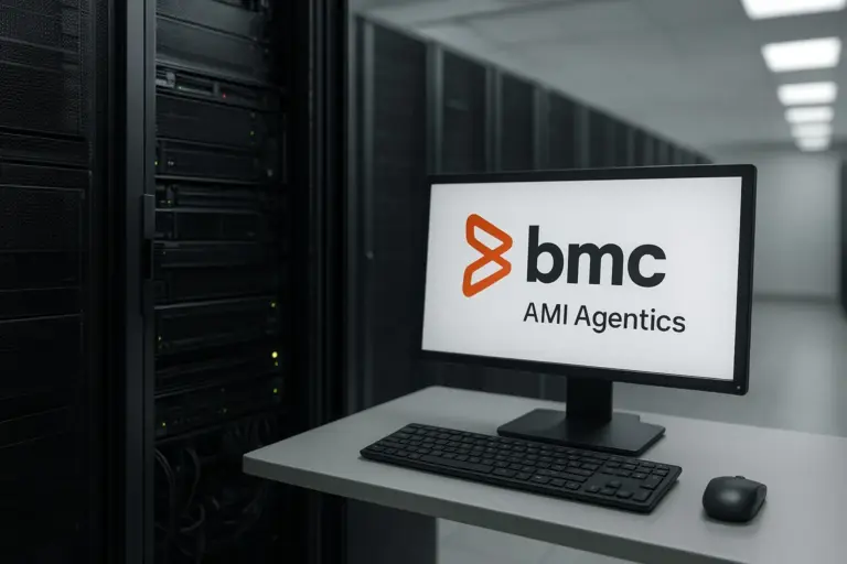 BMC AMI Agentics AI software on a screen in a data center