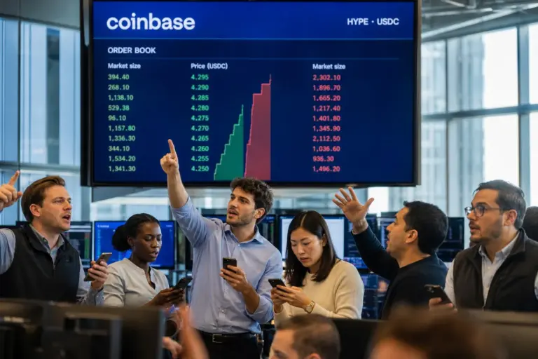Hype deposit: illustration for Coinbase Flooded With $37.83M Of HYPE COIN From 3 Wallets