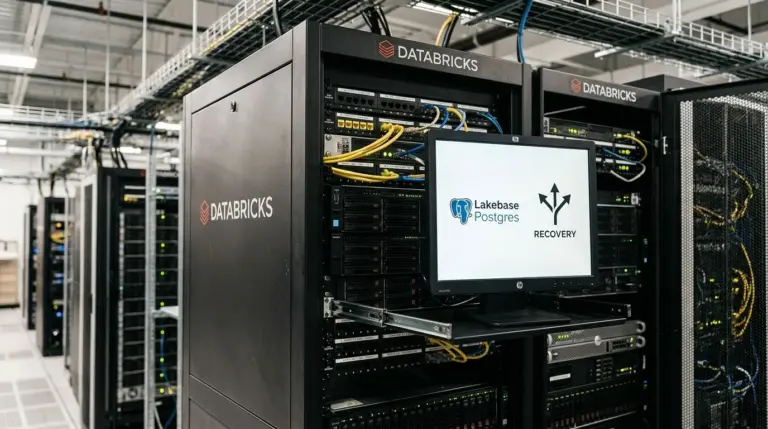 Databricks Lakebase dashboard showing a 100TB Postgres database restoration completed in seconds