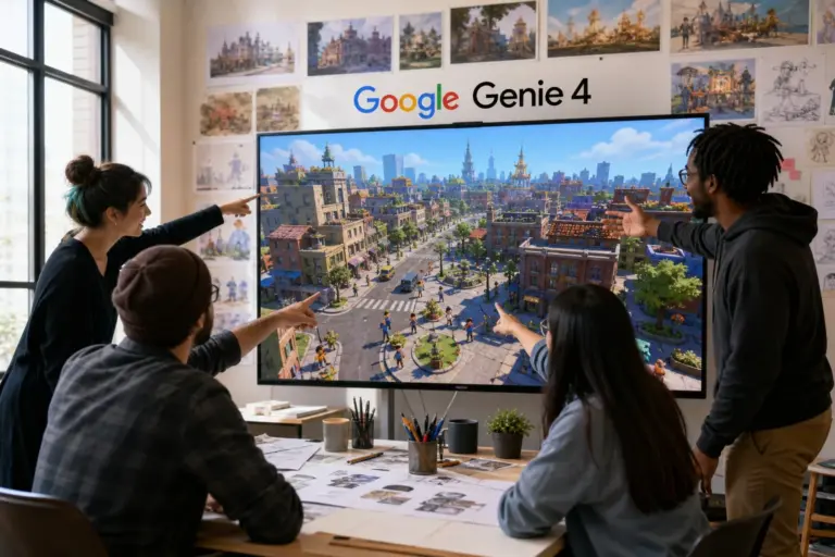Google genie 4: illustration for Google Bets On Genie 4 To Let Users Steer Virtual Worlds Live