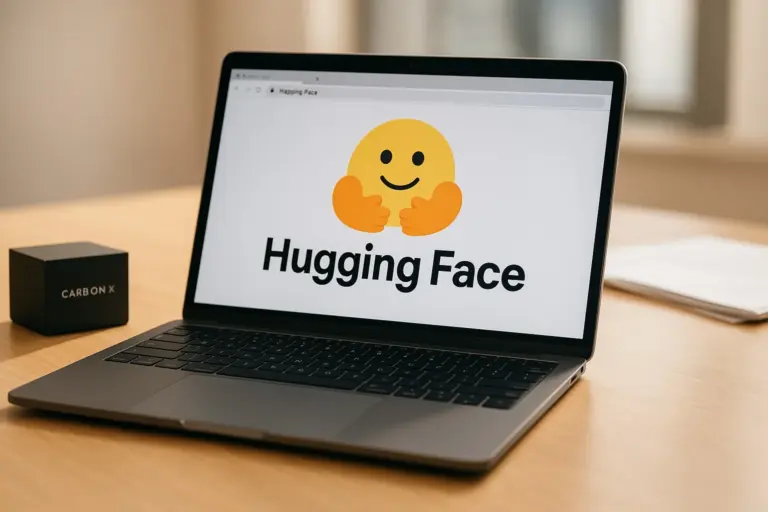 Hugging Face model hub displayed on a laptop screen with a biosafety filter warning and an engineer reviewing internal notes