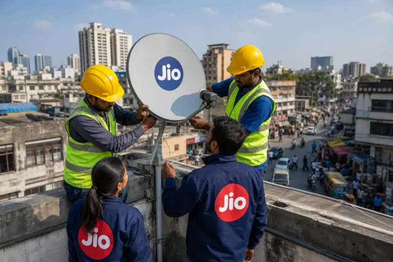 Illustration for India Telecom Giant Jio Soars 21% As $3.2B Debut Tests AI Plan