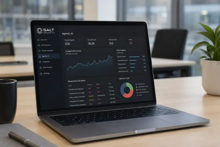 Security analyst reviewing AI agent activity on a monitoring dashboard after nearly half of firms reported rogue actions