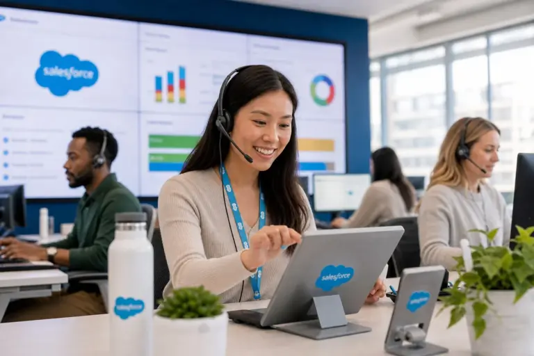 Salesforce agentforce: illustration for Salesforce Unleashes First Model To Pull AI Bots Into Sales Software